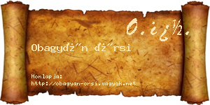 Obagyán Örsi névjegykártya